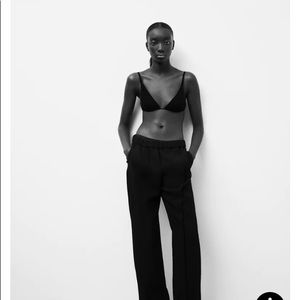 ZARA Structured Slit Pants Color Black Size XL NWT